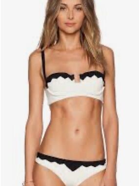 Boys + Arrows Cream and Black Two-Tone Balconette Bikini Top